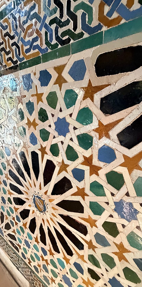 Tilework, cut and set by hand